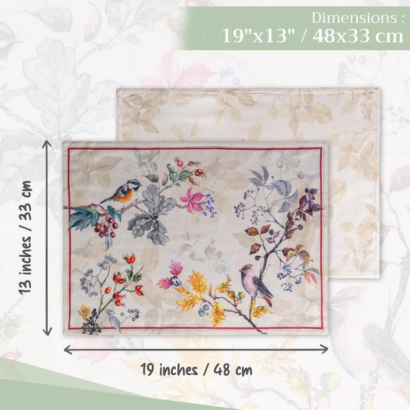 Maison d' Hermine Placemats Set of 4 100% Cotton Washable Cloth Place Mats, Reusable Table Mats for Thanksgiving Christmas Decorations Kitchen Dining Party Wedding (Equinoxe - Beige, 13" x 19") - Image 4